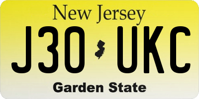 NJ license plate J30UKC