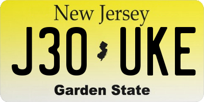 NJ license plate J30UKE