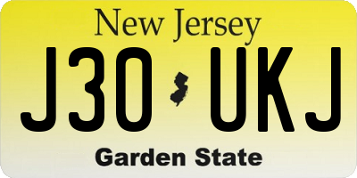 NJ license plate J30UKJ