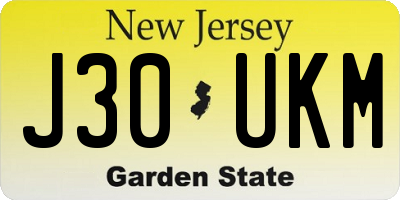 NJ license plate J30UKM