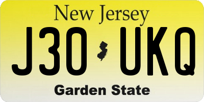 NJ license plate J30UKQ