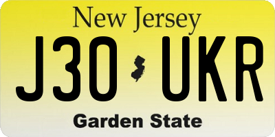 NJ license plate J30UKR
