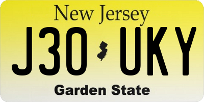 NJ license plate J30UKY