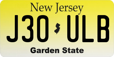 NJ license plate J30ULB