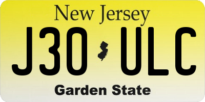 NJ license plate J30ULC