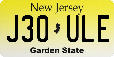 NJ license plate J30ULE