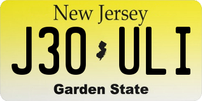 NJ license plate J30ULI