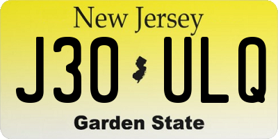 NJ license plate J30ULQ
