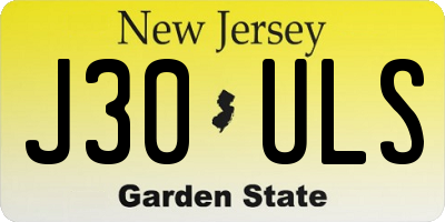 NJ license plate J30ULS