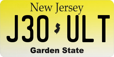 NJ license plate J30ULT
