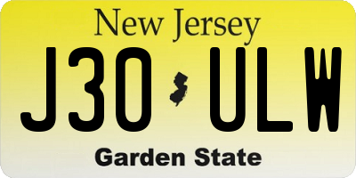 NJ license plate J30ULW