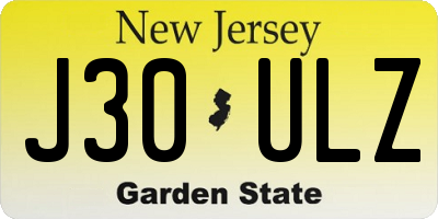 NJ license plate J30ULZ