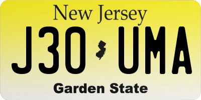 NJ license plate J30UMA
