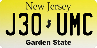 NJ license plate J30UMC