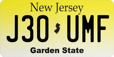 NJ license plate J30UMF