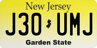 NJ license plate J30UMJ