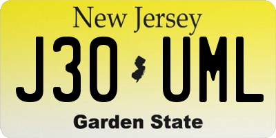 NJ license plate J30UML