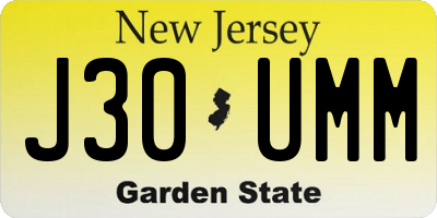 NJ license plate J30UMM