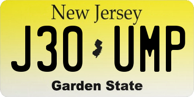 NJ license plate J30UMP