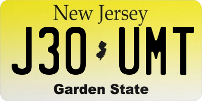 NJ license plate J30UMT