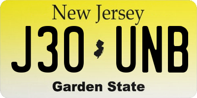 NJ license plate J30UNB