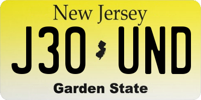 NJ license plate J30UND