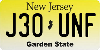 NJ license plate J30UNF
