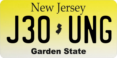 NJ license plate J30UNG