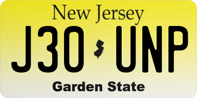 NJ license plate J30UNP