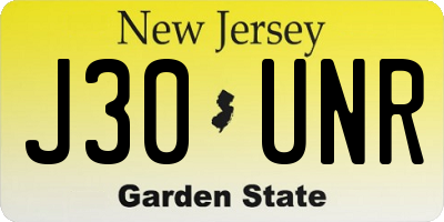 NJ license plate J30UNR
