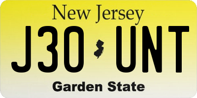 NJ license plate J30UNT