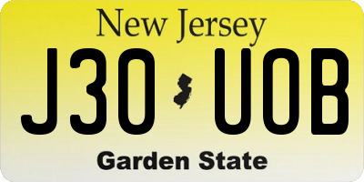 NJ license plate J30UOB
