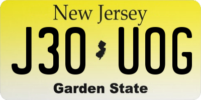 NJ license plate J30UOG