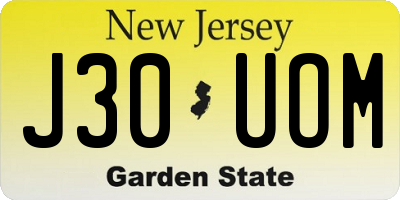 NJ license plate J30UOM
