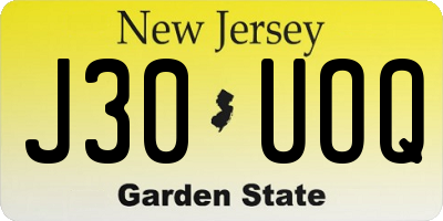 NJ license plate J30UOQ