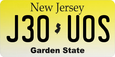 NJ license plate J30UOS
