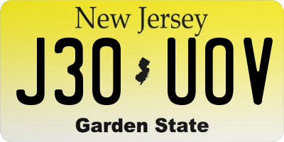 NJ license plate J30UOV