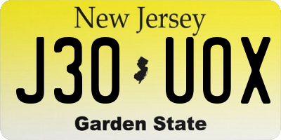 NJ license plate J30UOX