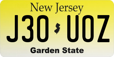 NJ license plate J30UOZ
