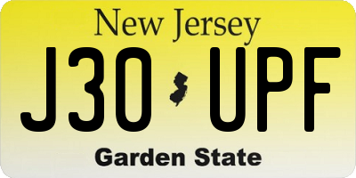 NJ license plate J30UPF