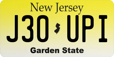 NJ license plate J30UPI