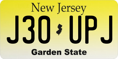 NJ license plate J30UPJ