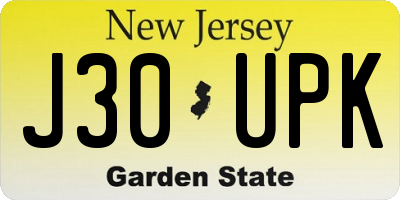 NJ license plate J30UPK