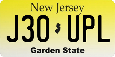 NJ license plate J30UPL