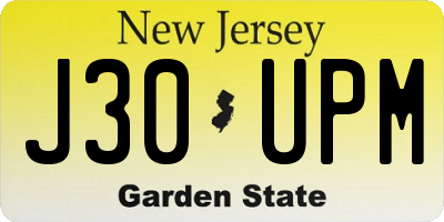 NJ license plate J30UPM