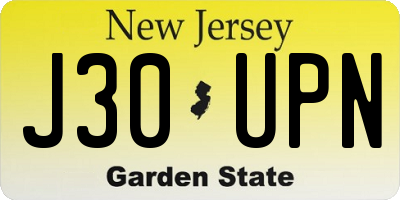NJ license plate J30UPN