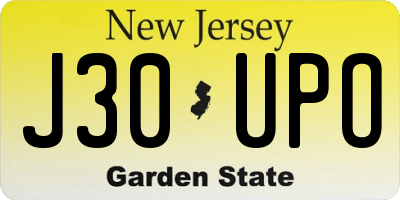 NJ license plate J30UPO