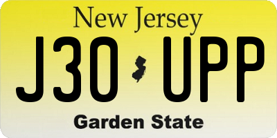 NJ license plate J30UPP