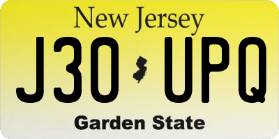 NJ license plate J30UPQ