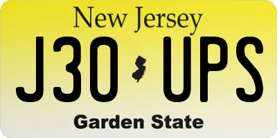NJ license plate J30UPS